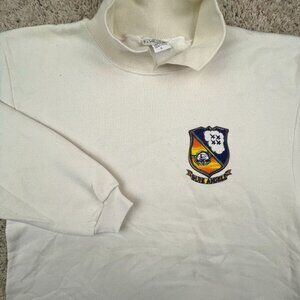 Blue Angels Jet Planes Crest Shield Ivory L/S Sweatshirt w Collar Size Large USA